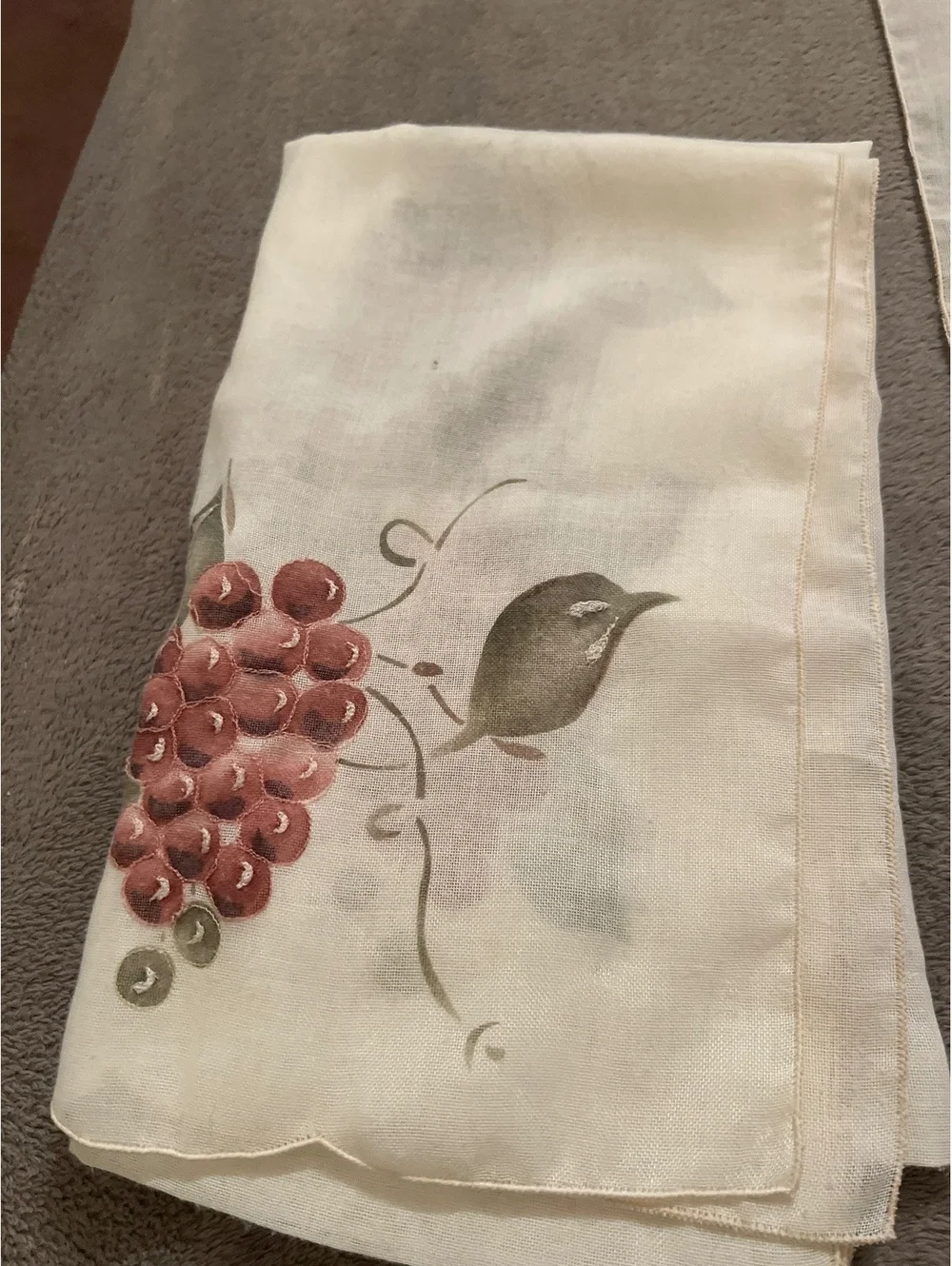 Lot of 2 vintage linen Grape Vine curtains